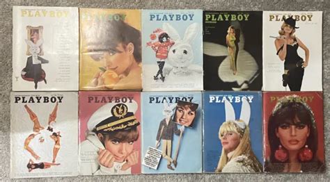 TEN VINTAGE Playboy Magazines Centerfolds Pin Ups Excellent
