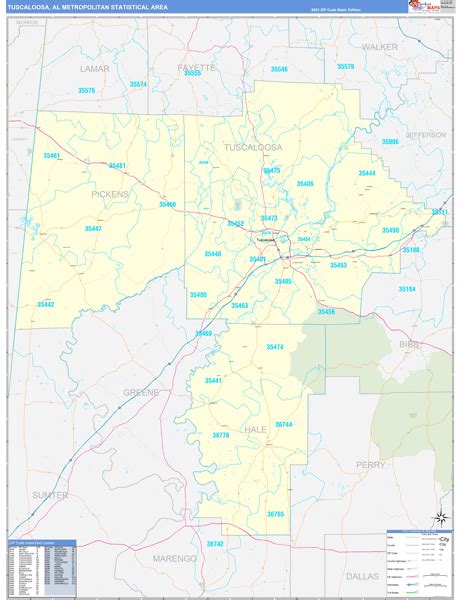 Tuscaloosa Metro Area Al 5 Digit Zip Code Maps Basic