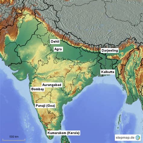 Demnach sind alle bundesländer und viele weitere details verzeichnet, die diese karte zu einer praktischen wanddekoration machen, ob. StepMap - Karte Indien Sepp - Landkarte für Deutschland