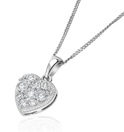 Lab Diamond Pave Heart Pendant Necklace 050ct Hsi In 9k White Gold