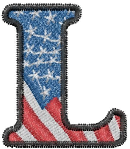 Hand embroidery patterns can take many forms; International Embroidery Design: American Flag Letter L ...