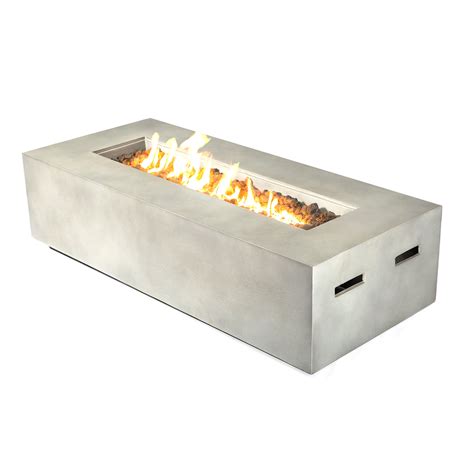 The ledgestone rectangle propane fire pit is a beautiful outdoor fire table. Propane/Natural Gas Fire Pit Table // 56" Rectangular ...