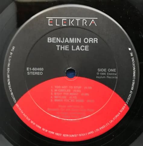 Benjamin Orr Andthe Lace Lp 1986 Elektra E1 60460 Crc Edition Vg 39