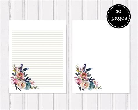 Floral Stationary For Wedding Writing Paper Printables 2df