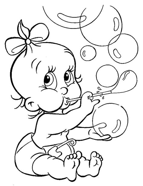 Desenho de Bebê fazendo bolinhas de sabão para colorir Tudodesenhos