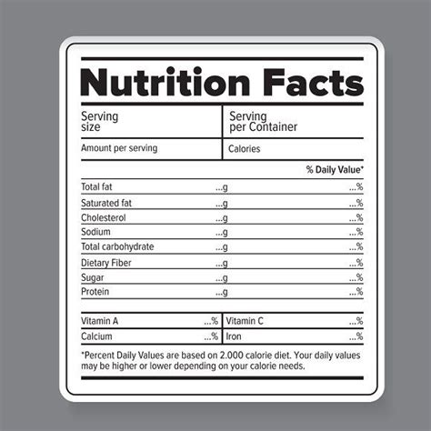 Nutrition Facts Vector Label Nutrition Facts Label Nutrition Labels