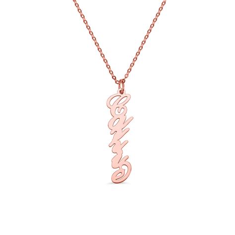 personalized vertical carrie style name necklace rose gold getnamenecklace