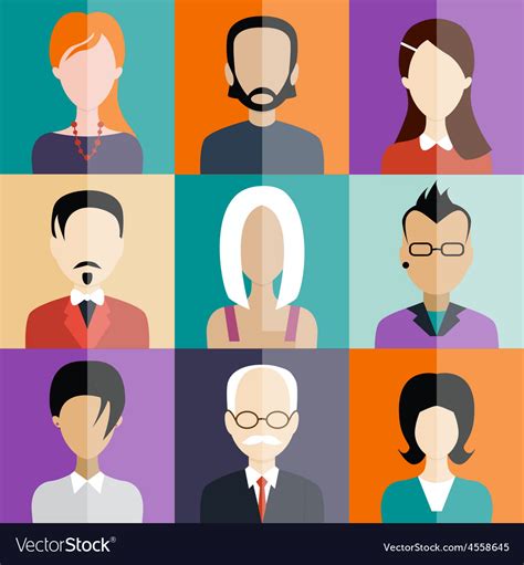 Avatar Flat Design Icons People Royalty Free Vector Image