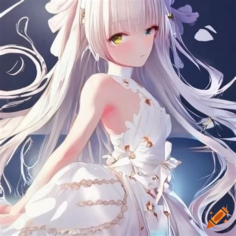Anime Girl In Elegant White Dress