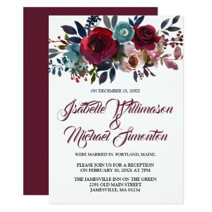 Red Floral Watercolor Elopement Reception Card | Zazzle.com | Floral ...