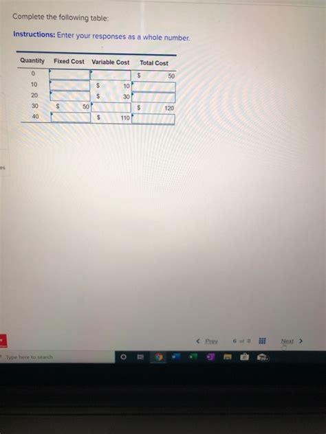 Solved Complete The Following Table Instructions Enter Chegg Com