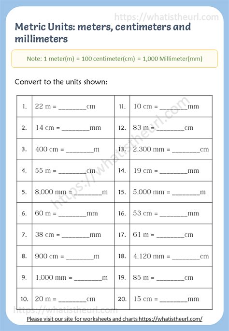 Convert Meters To Centimeters Worksheet