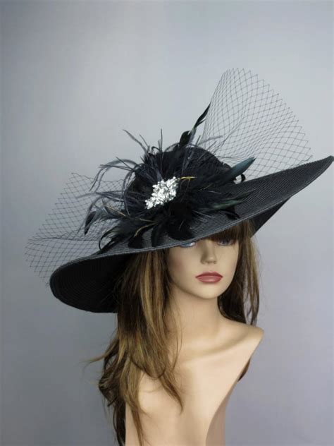 Black Church Wedding Hat Head Piece Kentucky Derby Hat Black Bridal
