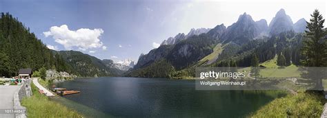 Austria Salzkammergut Lake Gosausee With Mountains In