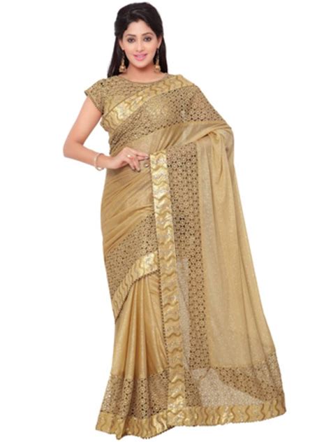 Indian Women Gold Designer Saree With Heavy Work Raw Silk Saree With Blouse Indian Women