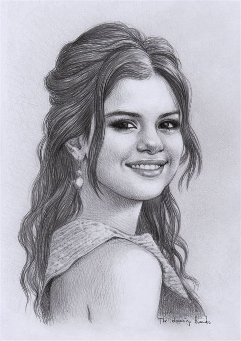 Selena Gomez Portrait Drawing Pencil Portrait Celebrity Drawings