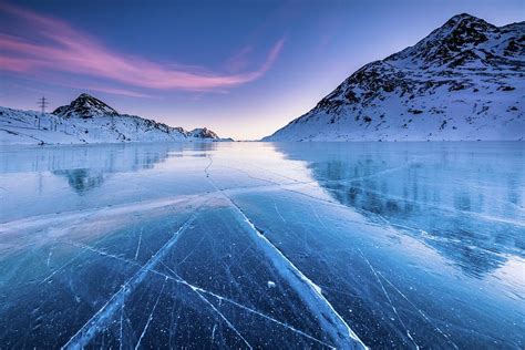 Ice Cracks In The Frozen Lake Digital Art By Lucie Debelkova Fine Art