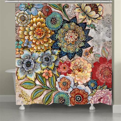 Laural Home 71 In W X 72 In L Bohemian Bouquet Floral Polyester Shower
