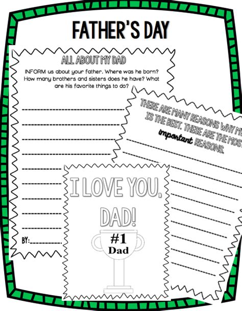 Fathers Day Writing Activities Writing Activities I Love My Dad
