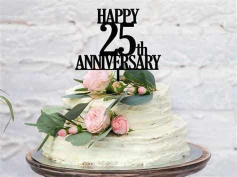 Happy 25th Wedding Anniversary Cake Topper Happy 25th Etsy Australia