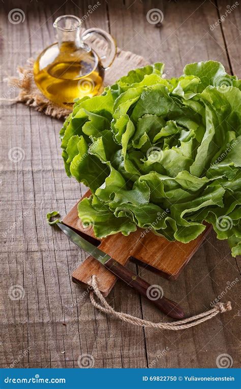 Butter Lettuce Over Wooden Rustic Table Stock Photo Image Of Market