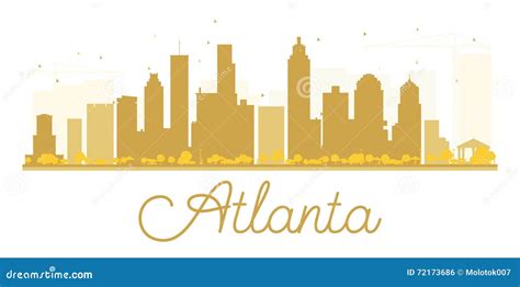 Atlanta Skyline Silhouette City Stamp Vector Color Vintage Set Logo