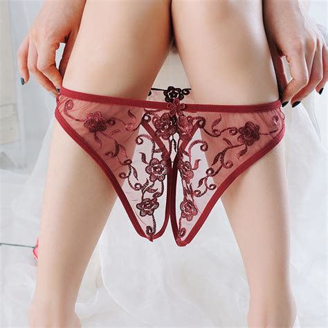 Jual Sexy Open Celana Dalam Wanita Transparan G String Bordir Bunga
