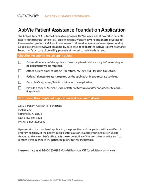 Fillable Online Download Printable Form Abbvie Patient Assistance