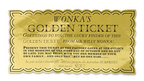 Bonhams A Golden Ticket From Willy Wonka And The Chocolate Factory