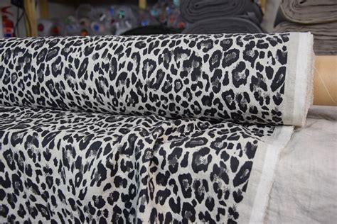 Temporarily Out Of Stock Pure 100 Linen Fabric Augusta Leopard