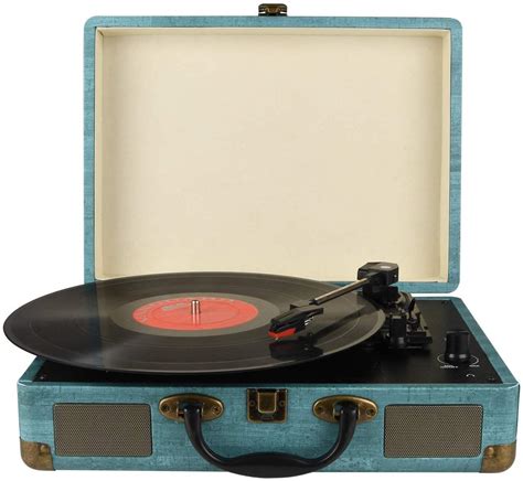 Record Player Vintage 3-Speed Bluetooth Vinyl Turntable with Stereo ...
