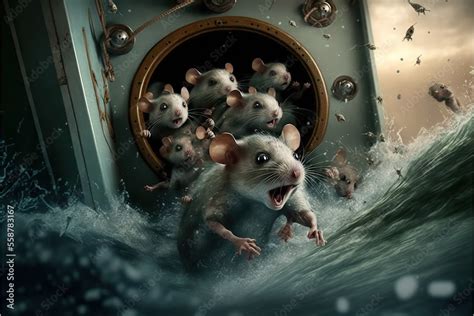 Panicked Rats Fleeing A Sinking Ship Concept Of People Abandoning An