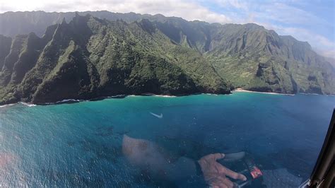 Hawaii Kauai Na Pali Coast Flying Over Napali Coast On Helicopter