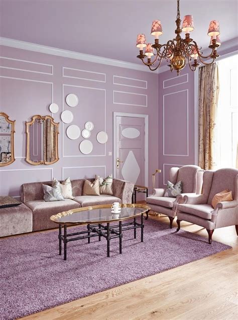 Adding glass and metallic features if painting your entire living room a bold color sounds intimidating, opt for a statement wall or mantle. Cozy Interior Room Design Ideas With Purple Walls 21 ...