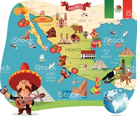 Mexico Cartoon Map Cartoon Map Mexico Illustrated Map
