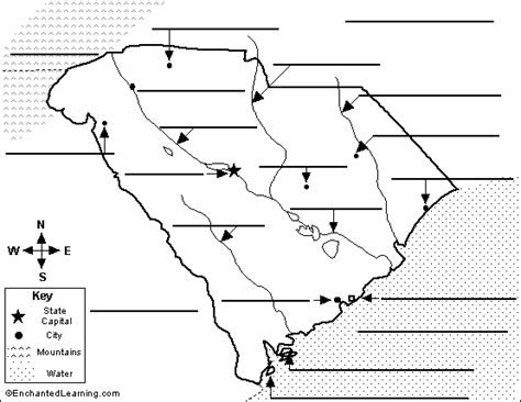 Label South Carolina Map Printout