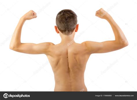 Shirtless Teenage Boy Flexing His Muscles Stock Photo By ©triumph0828