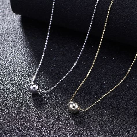 925 Sterling Silver Minimalist Transfer Beads Clavicle Chain Necklace