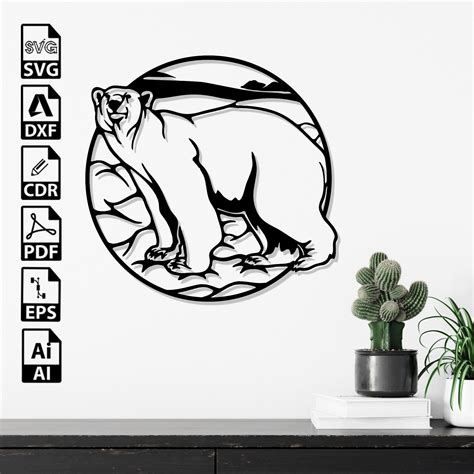 Polar Bear Animals Dxf Svg Digital Download Wolf Laser Cut Cnc Etsy