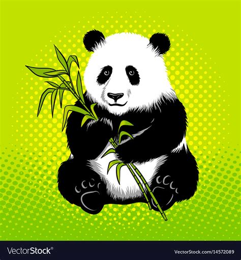 Panda Bear With Bamboo Pop Art Style Royalty Free Vector