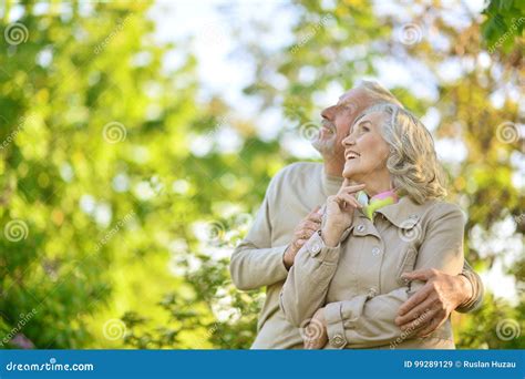 Caucasian Senior Couple In The Park Stock Image Image Of Pleasure Lovers 99289129