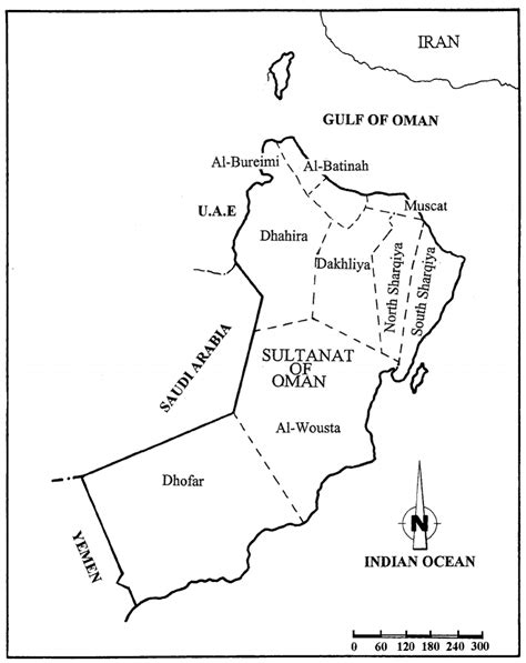 Map Of The Sultanate Of Oman Showing Different Administrative Regions