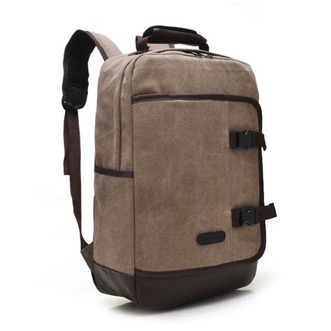 Smartnee High Quality Canvas Backpack Mens Shoulders Solid Color Large