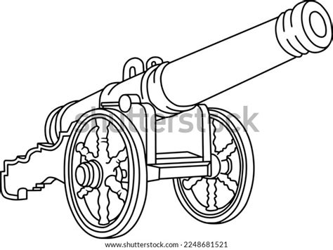 Cannon Sketch Line Vector Illustration Isolated Stock Vector Royalty