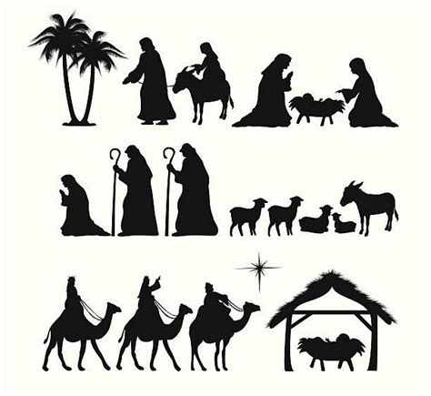 Nativity Silueta Ilustración De Arte Vectorial Siluetas Navideñas