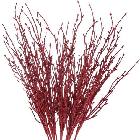 Red Glittered Artificial Twig Branches Holiday Florals Christmas