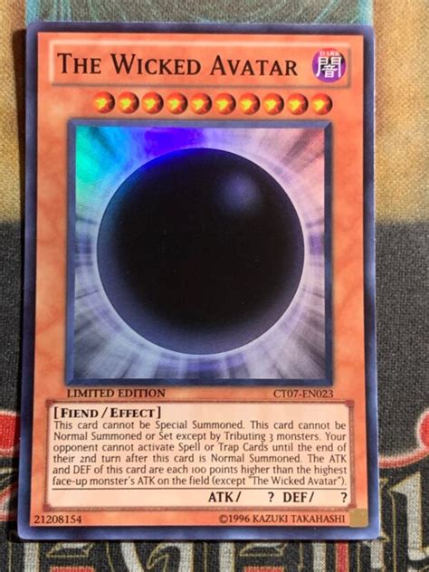 Yugioh The Wicked Avatar Ct07 En023 Super Rare Limited Edition Ebay