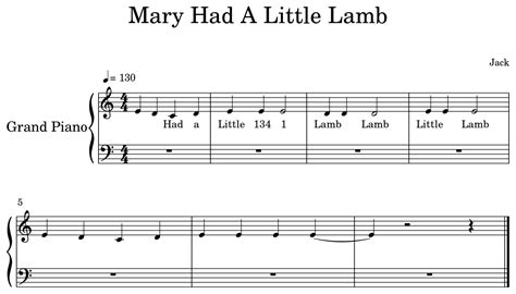 (open and click save to download a copy). Mary Had A Little Lamb - Sheet music for Piano