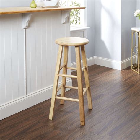 Mainstays Fully Assembled 29 Natural Wood Bar Stool