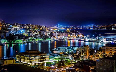 Night Strait Bosphorus Istanbul Turkey Hd Wallpaper Peakpx